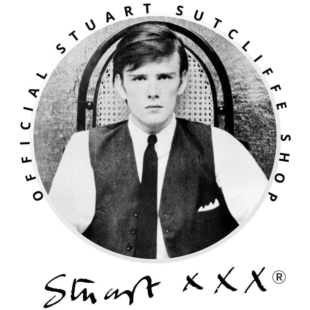 Official Stuart Sutcliffe shop emblem with a portrait of the artist